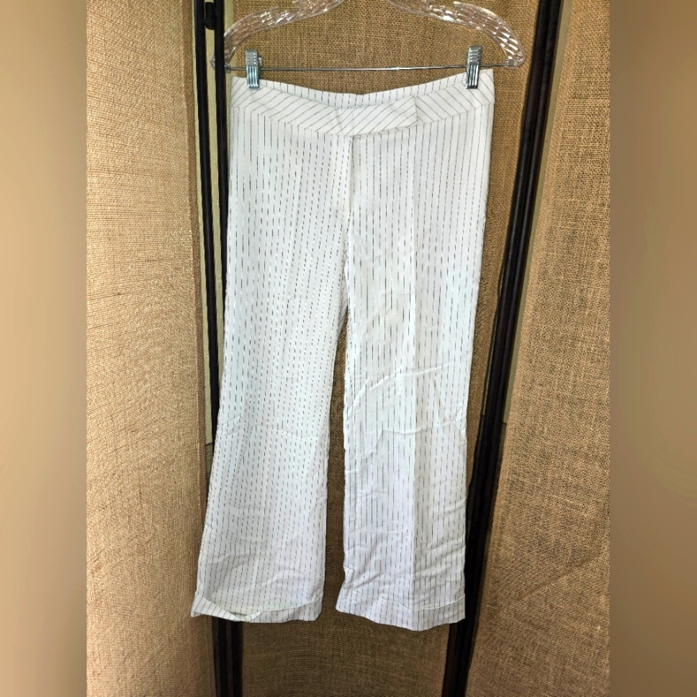 Women's Candy Rain White Striped Wide-Leg Pants Size Medium